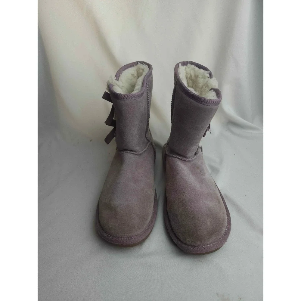 Koolaburra by UGG Victoria Purple Suede Bow Boots Mid Calf Lavender Womens 5